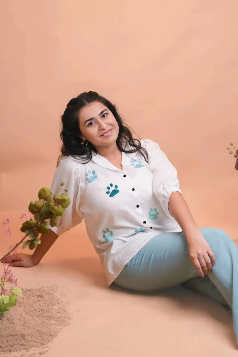 Paw Embroidery Shirt