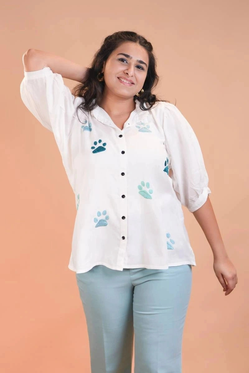 Paw Embroidery Shirt