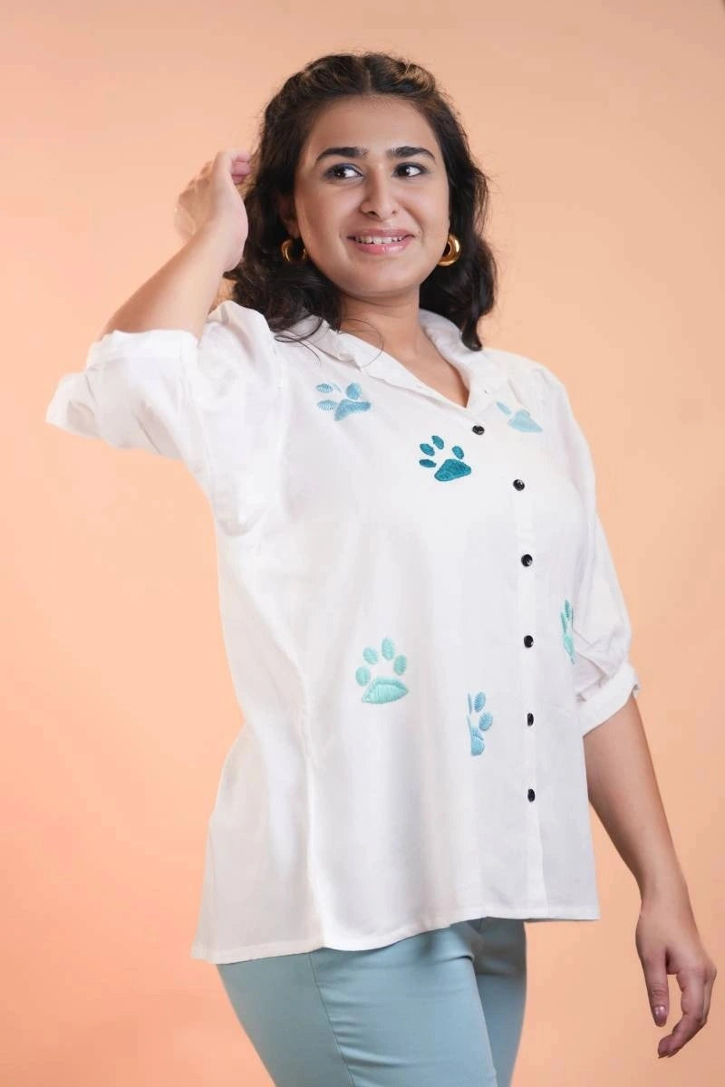 Paw Embroidery Shirt