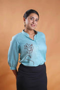 Powder Blue  Embroidery Shirt