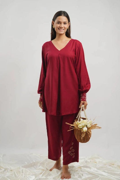 Marron Artistry Embroidery Co-ords