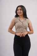 BEIGE COLLAR TOP