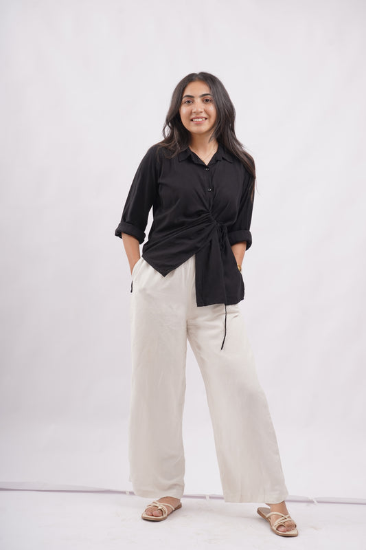 DRAPED BLACK SHIRT