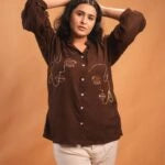 Brown Cocoa Embroidery Shirt