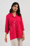 Pink and Azure Embroidery Shirt