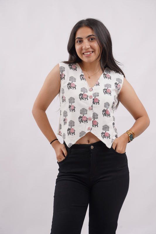 Elephant Trails Sleeveless Top