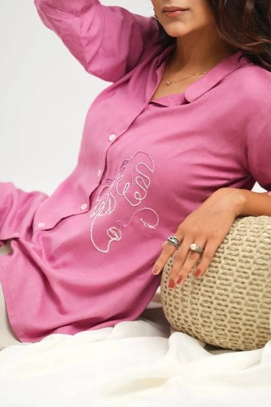 Rosy Pink Embroidery Shirt