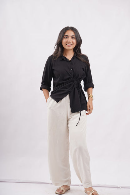 DRAPED BLACK SHIRT