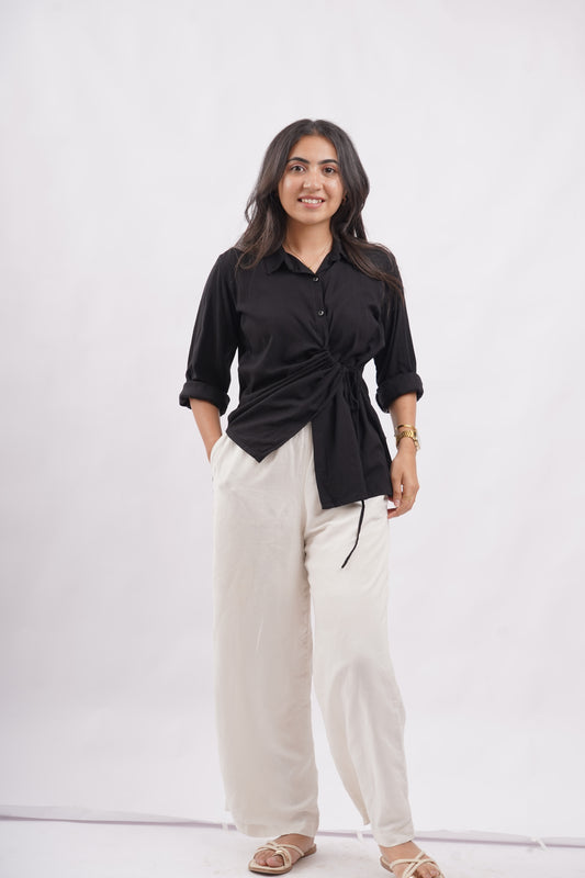DRAPED BLACK SHIRT