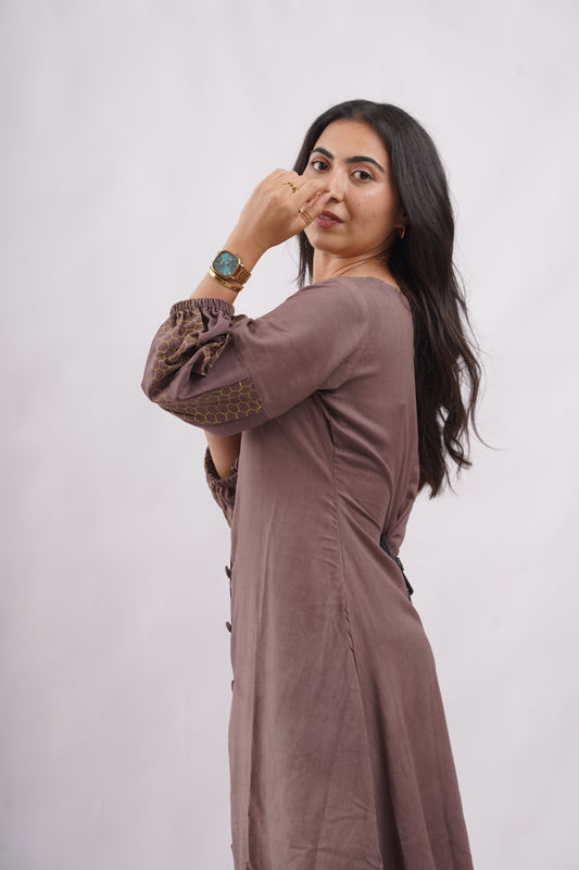 Brown Blossom Dress