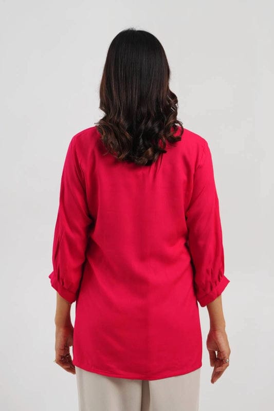 Pink and Azure Embroidery Shirt