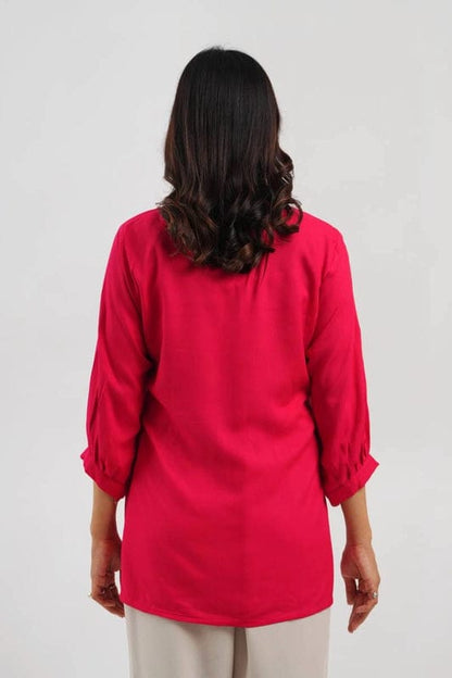 Pink and Azure Embroidery Shirt