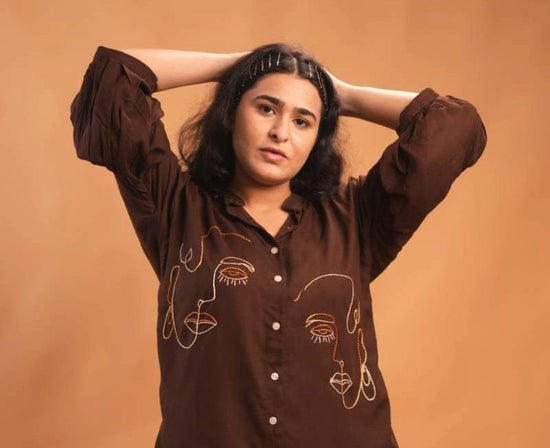 Brown Cocoa Embroidery Shirt