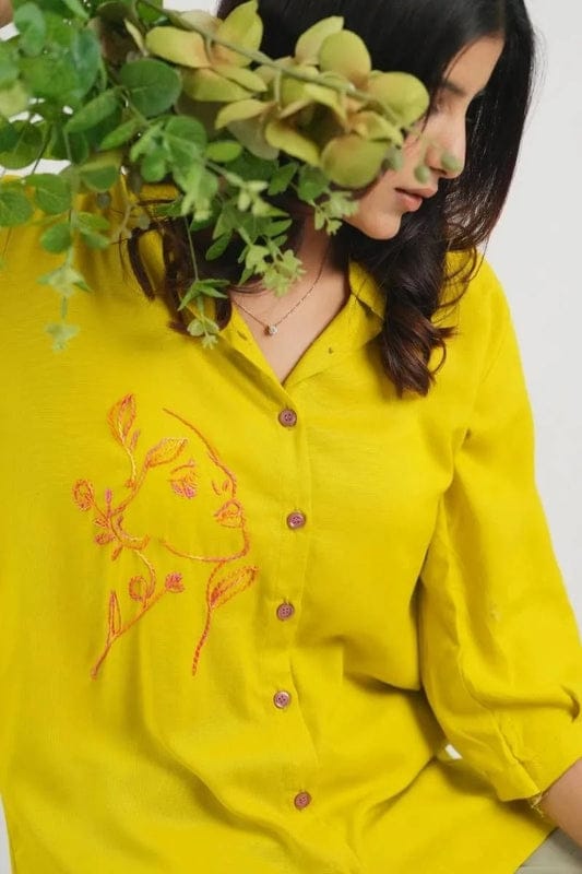 Neon Lime Embroidery Shirt