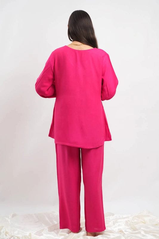 Hot Pink Elegance Embroidery Co-ords