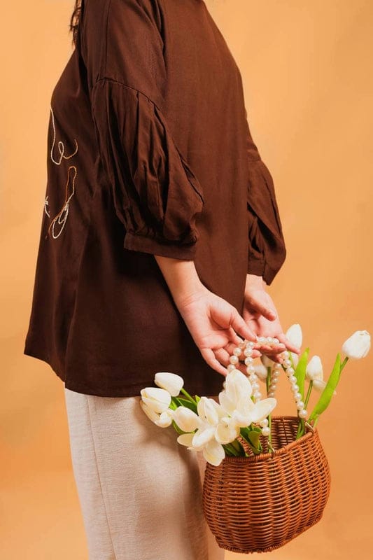 Brown Cocoa Embroidery Shirt