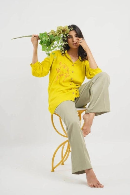 Neon Lime Embroidery Shirt