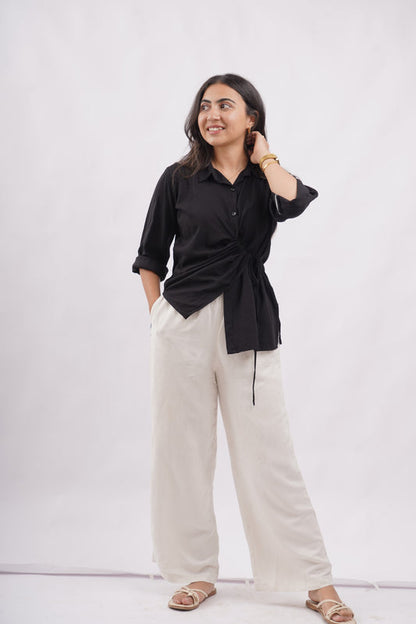 DRAPED BLACK SHIRT