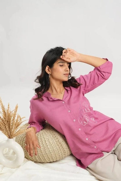 Rosy Pink Embroidery Shirt