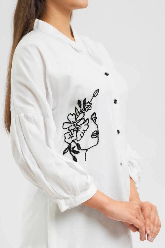 Black Dual Embroidery Shirt