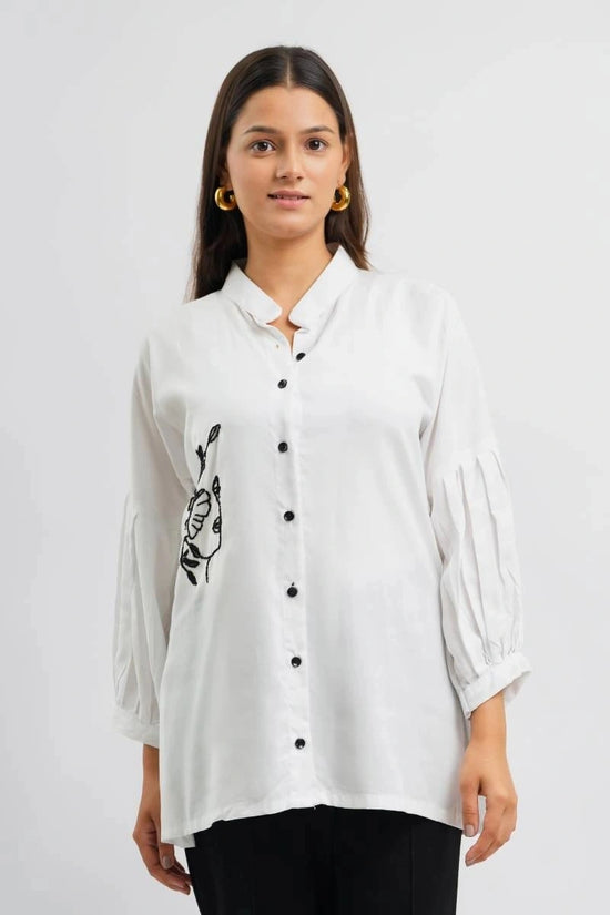 Black Dual Embroidery Shirt