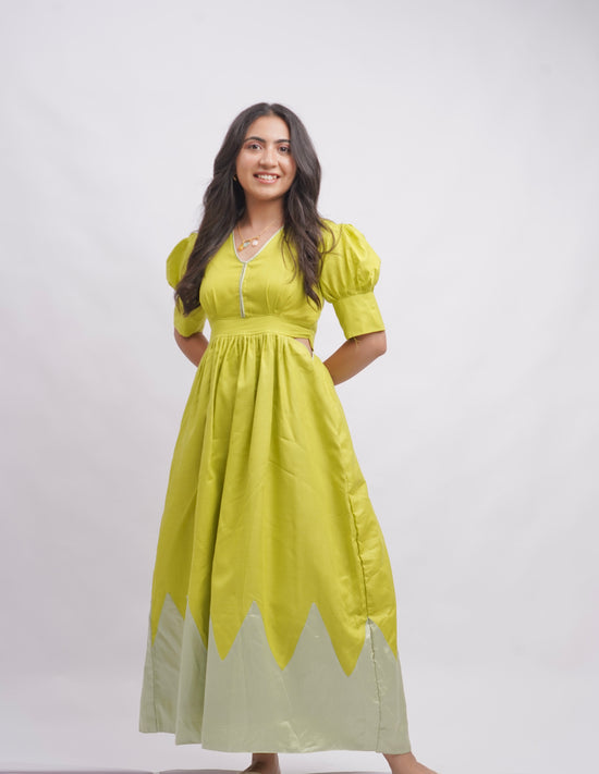 Green glamer dress