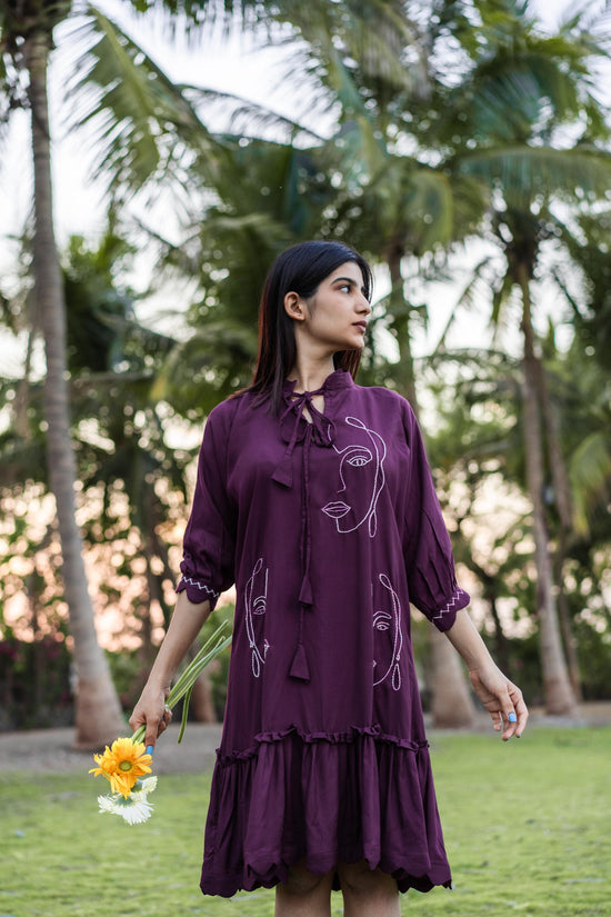 PLUM POETRY DRESS