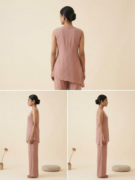 Onion pink Asymmetric Co-ord Set