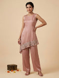 Onion pink Asymmetric Co-ord Set