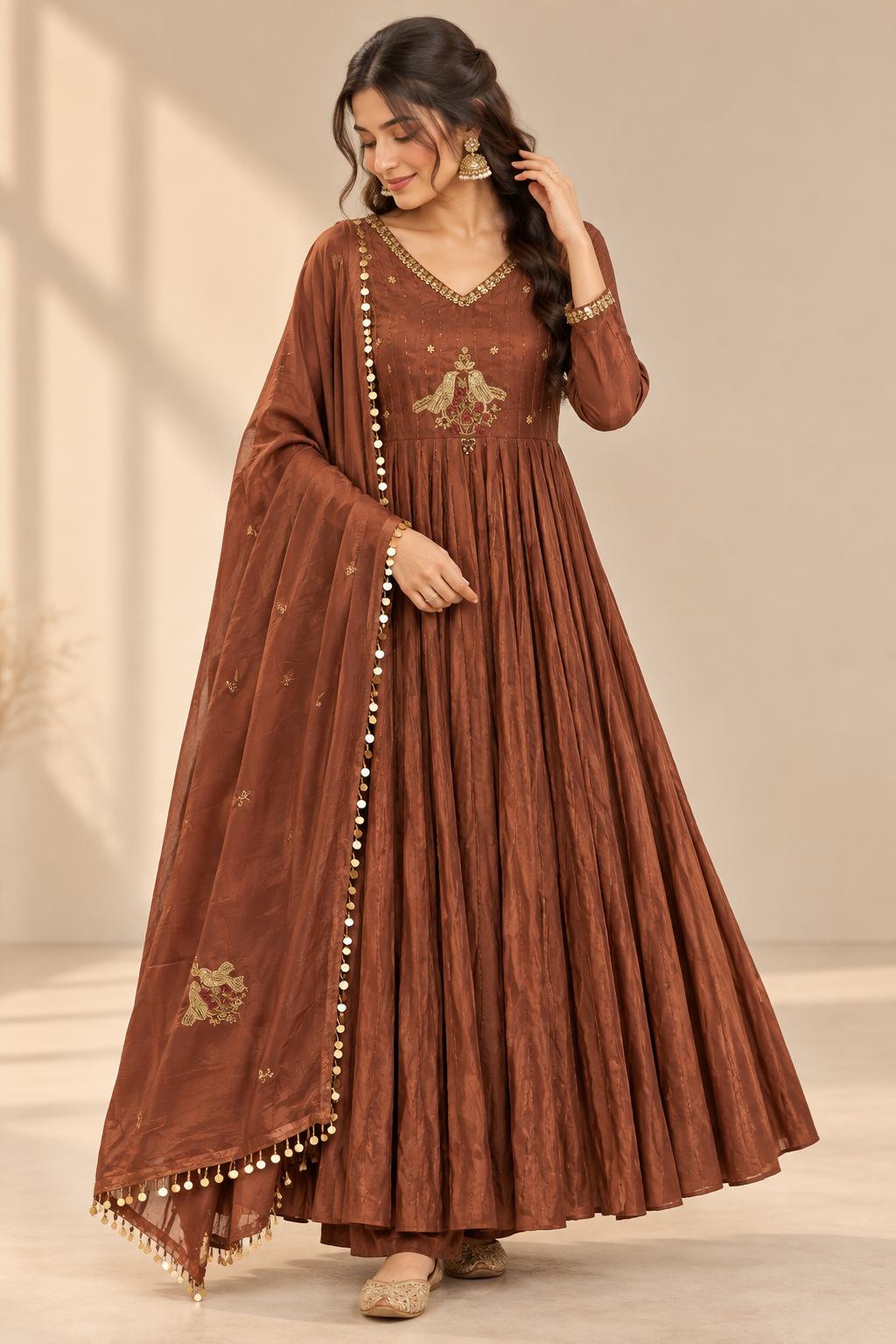 Meher Mocha Embroidered Set