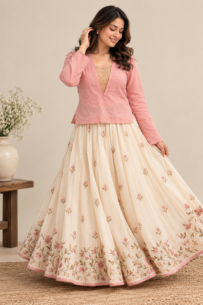 Rosé Jaal Embroidered Top