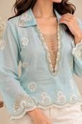 Aqua Noor Embroidered Shirt