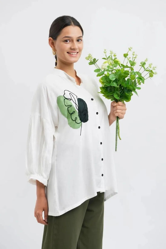 Leaf Embroidery Shirt