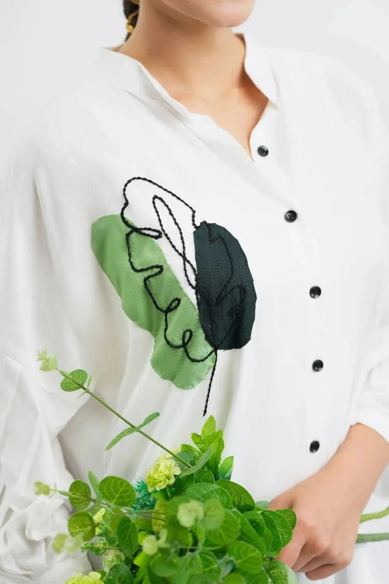 Leaf Embroidery Shirt
