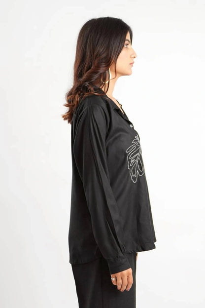 Night Leaflet Embroidery Shirt