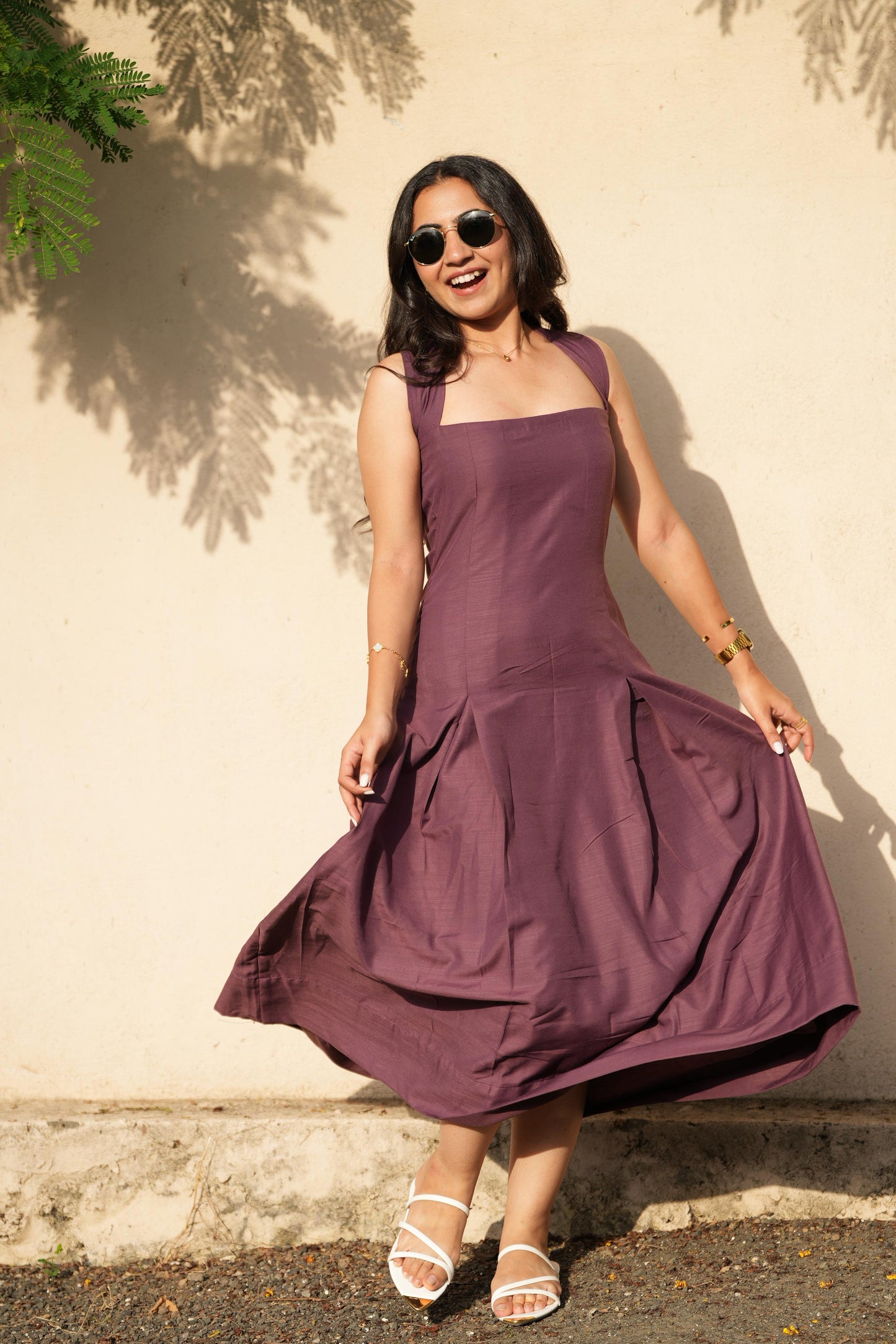 Mauve Halter-Neck Maxi Dress